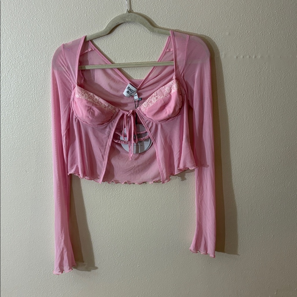 Princess Polly Pink Lace Detail Crop Top